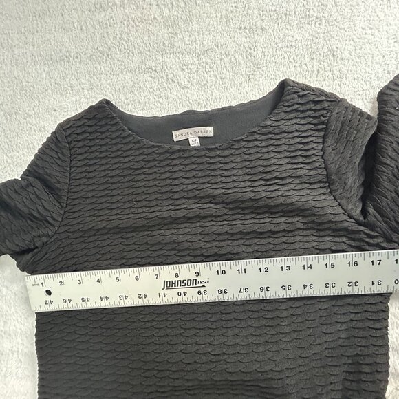 Sandra Darren Women's Black Textured Long Sleeve Mini Dress Size 12P Lined New - Picture 6 of 8